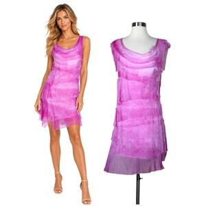 Gigi Moda | Siena Pink Silk Ruffle Sleeveless Dress Made in Italy One Size